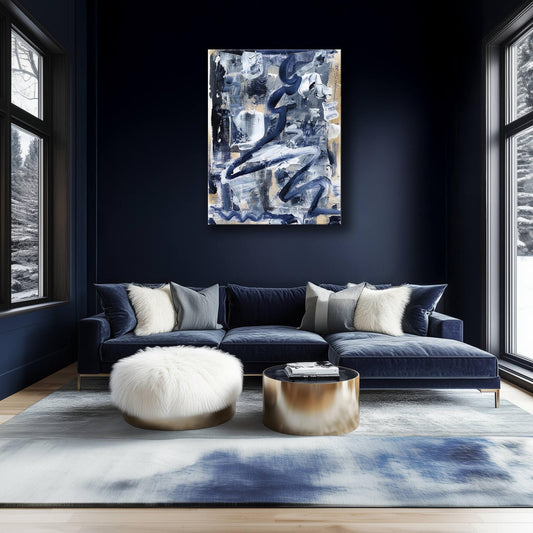 "Hanging In Blue" Canvas In Blue Drama Collection