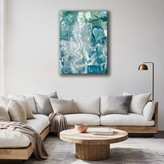 "The Heart Never Sleeps" Canvas In Sleeping In Cyan Collection