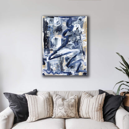 "Hanging In Blue" Canvas In Blue Drama Collection