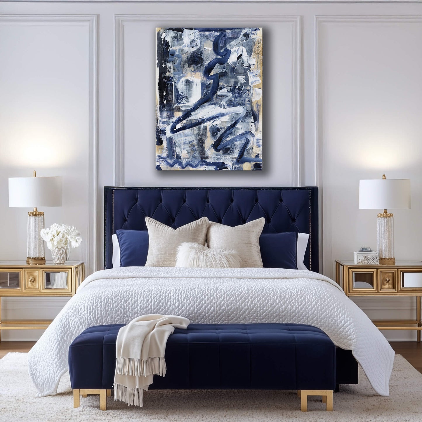 "Hanging In Blue" Canvas In Blue Drama Collection