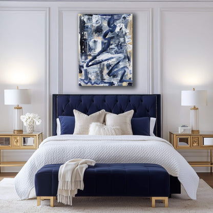 "Hanging In Blue" Canvas In Blue Drama Collection
