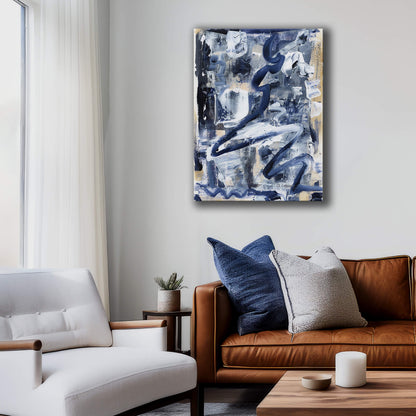 "Hanging In Blue" Canvas In Blue Drama Collection