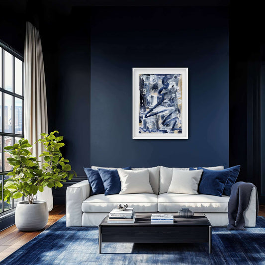 "Hanging In Blue" Print In Blue Drama Collection